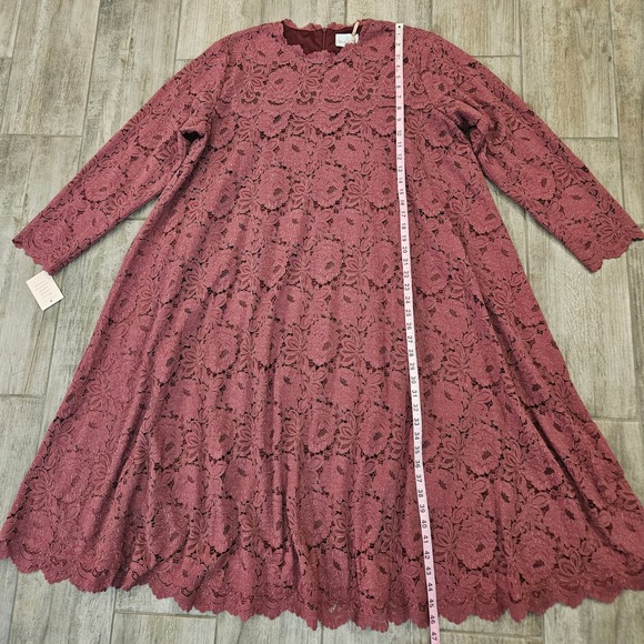 Dainty Jewells Mauve Floral Lace Modest A-Line Dress Size 3XL Long Sleeve NWT - Picture 4 of 11